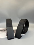 Rectangular Alloy Buckle Canvas Belt